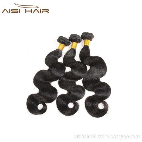 Aisi Hair Cheap Body Wave Hair Supplies 20 inch Single Donor Brazilian Hair Weave 3 Bundles